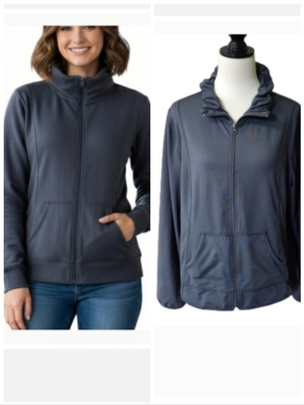 Style and Co. Sport Gray zip-up sweatshirt Women's size extra large XL